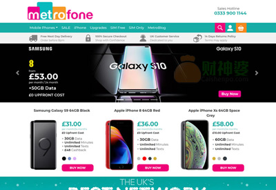 Metrofone英国手机购物网站