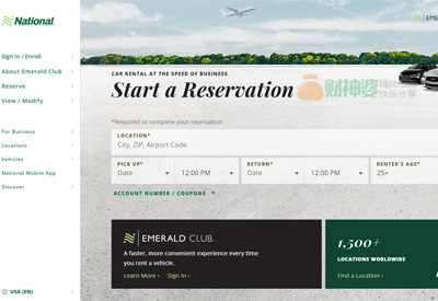 National Car Rental 国家租车美国在线汽车租赁网站