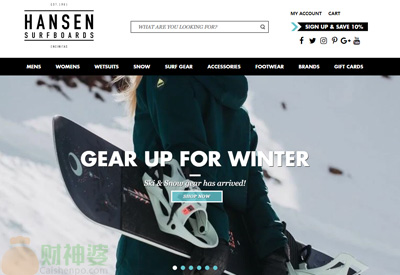HansenSurf美国汉森冲浪板品牌网站