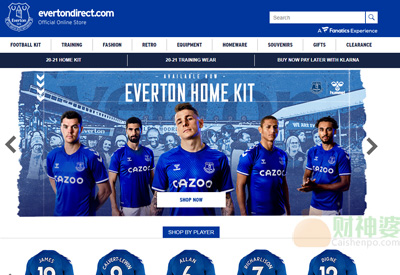 EvertonFootballClub英国埃弗顿足球俱乐部运动用品购物网站