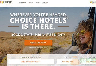 ChoiceHotels美国酒店和汽车旅馆预订网站