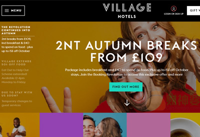 VillageHotels英国连锁酒店品牌预订网站